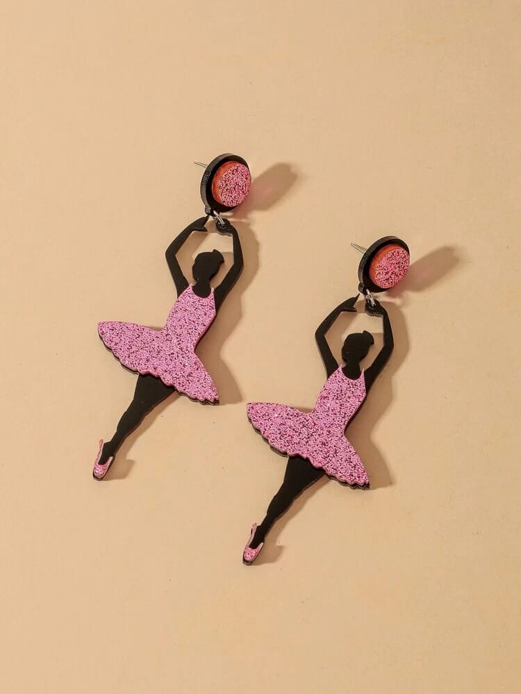 Yu Fashions dancing Doll Pink Cute Funky Punk Korean Earrings Pair