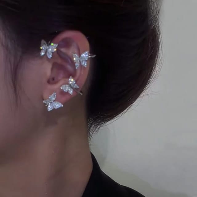 Yu Fashions Rhinestone Butterfly Charm Single Pc Earhook Ear Crawler Korean Earring