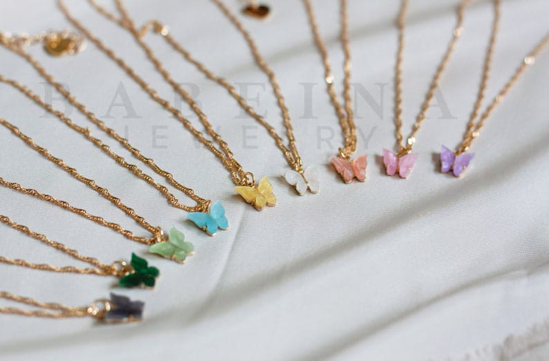 Yu Fashions Cute Butterfly Charm Pendent Korean Necklace