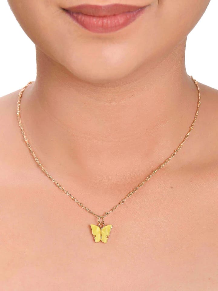 Yu Fashions Cute Butterfly Charm Pendent Korean Necklace