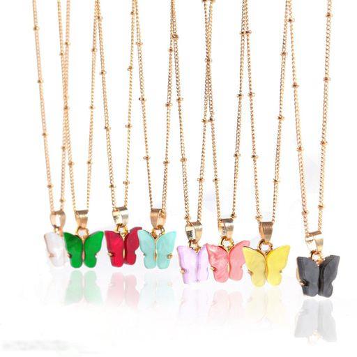 Yu Fashions Cute Butterfly Charm Pendent Korean Necklace