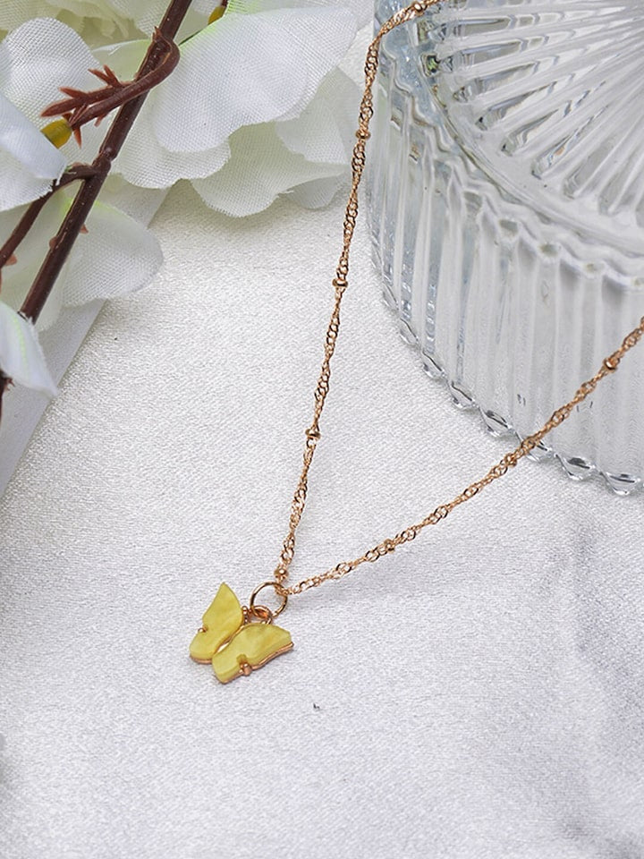 Yu Fashions Cute Butterfly Charm Pendent Korean Necklace