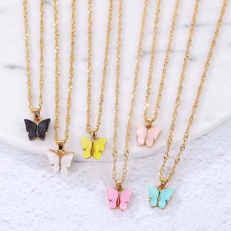 Yu Fashions Cute Butterfly Charm Pendent Korean Necklace