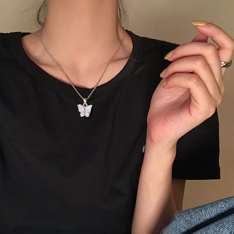 Yu Fashions Cute Butterfly Charm Pendent Korean Necklace