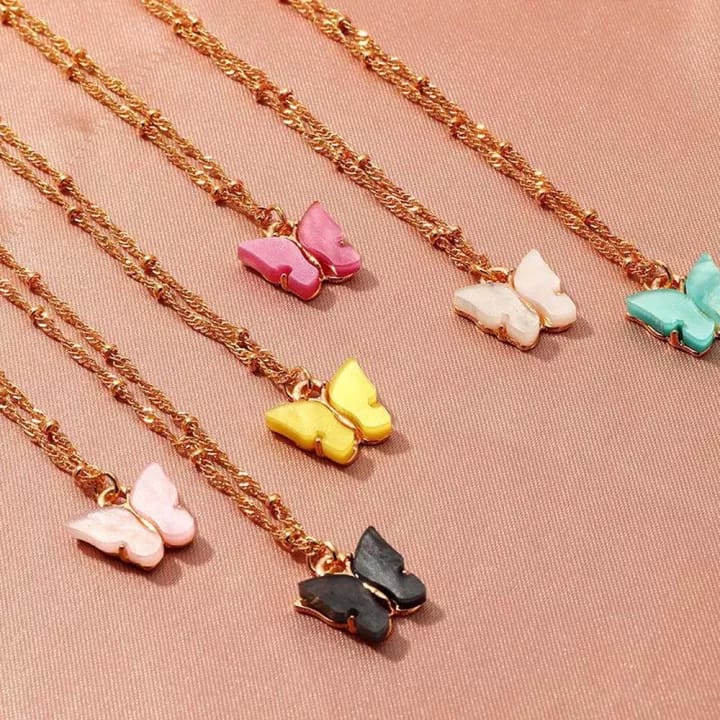 Yu Fashions Cute Butterfly Charm Pendent Korean Necklace