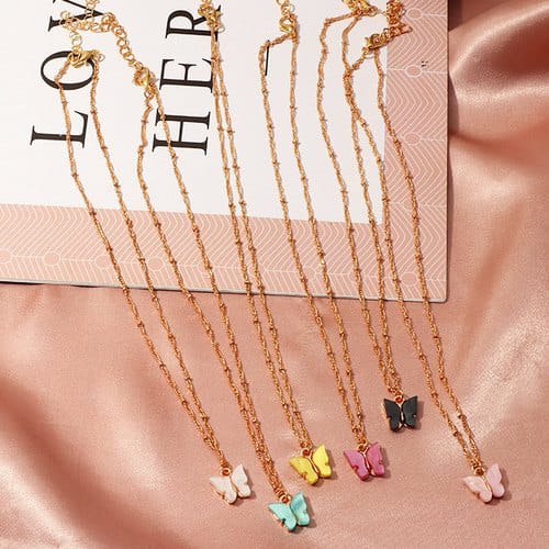 Yu Fashions Cute Butterfly Charm Pendent Korean Necklace