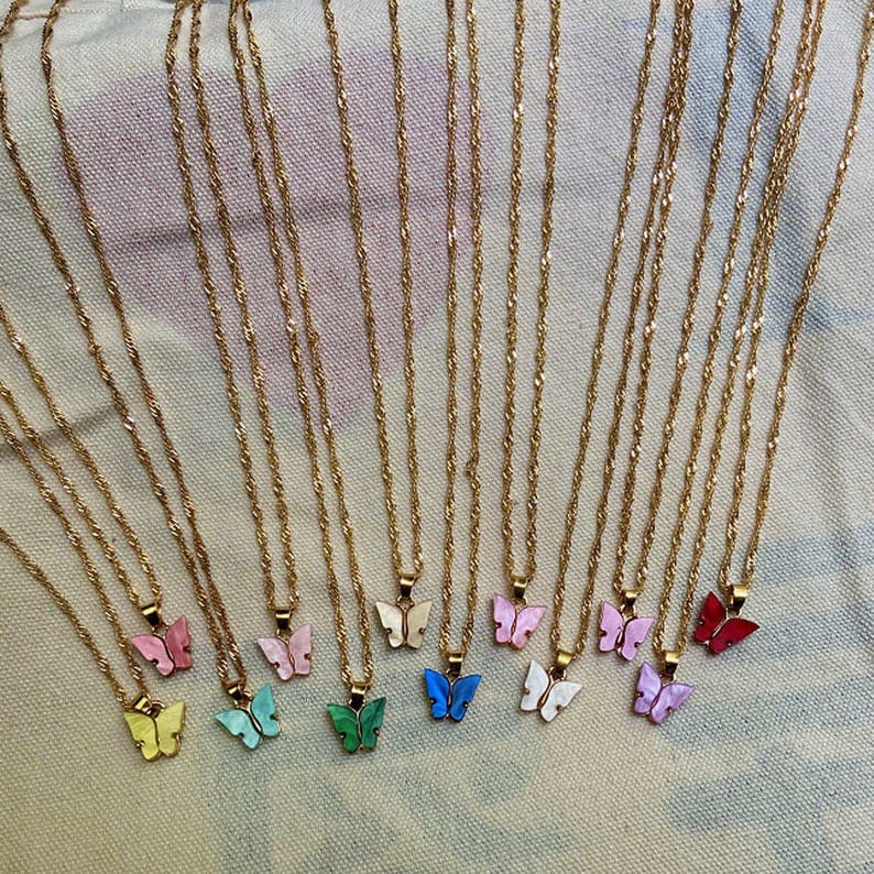 Yu Fashions Cute Butterfly Charm Pendent Korean Necklace