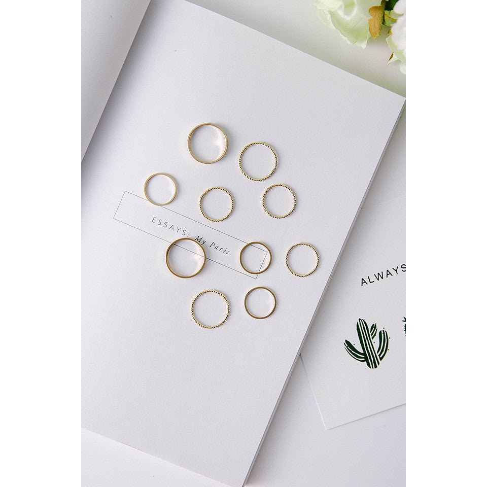 YU Fashions Minimal High Fashion Korean Ring Set of 10