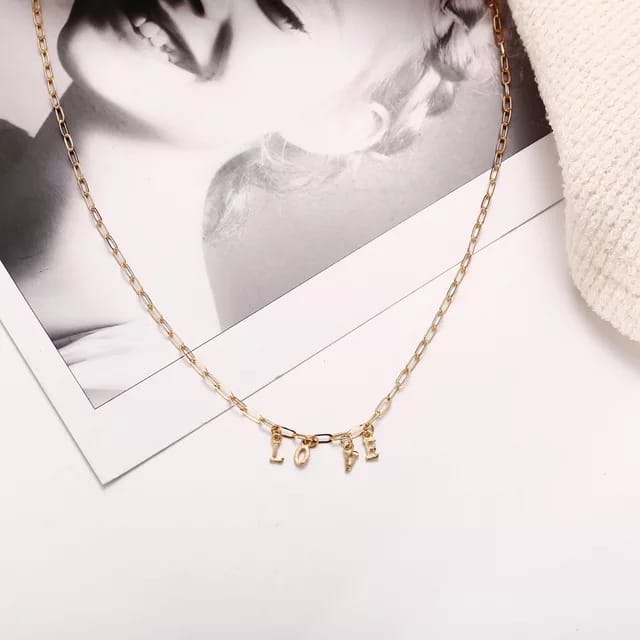 Yu Fashions LOVE letter Cute Pendent Necklace Chain