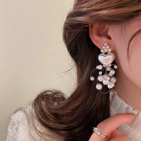 Yu Fashions Dreamy Pearl High Fashion Korean Earrings Pair