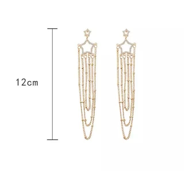 Yu Fashions Star Chain Tassels High Fashion Korean Earrings Pair