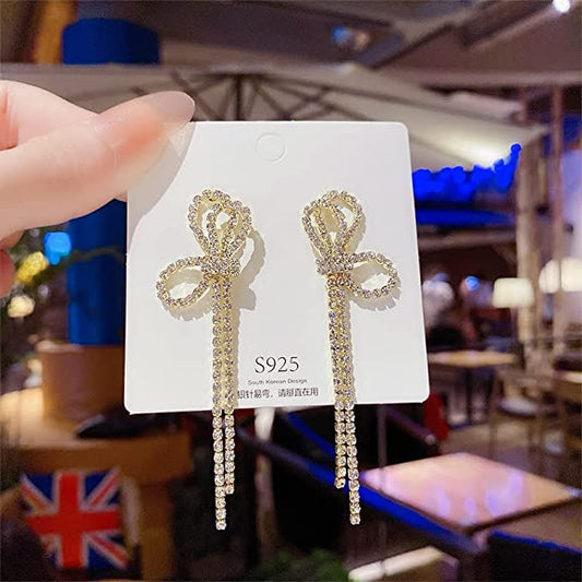 YU Fashions Bow Rhinestone High Fashion Korean Earring