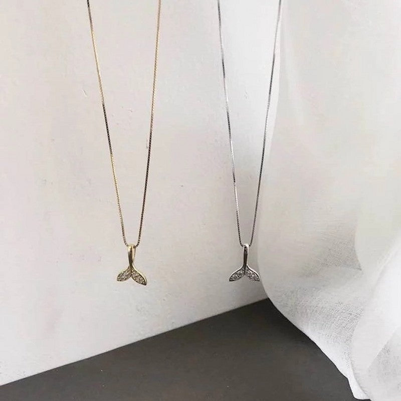 Yu Fashions Fish Tail Rhinestone Minimal Necklace