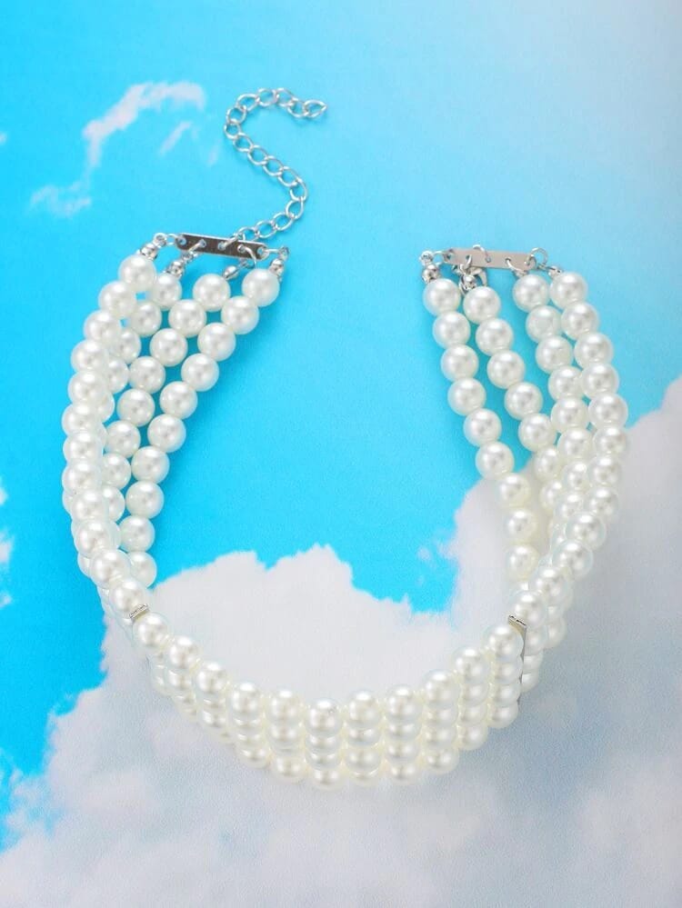 Yu Fashions Pearl 4 Layered High Fashion Necklace