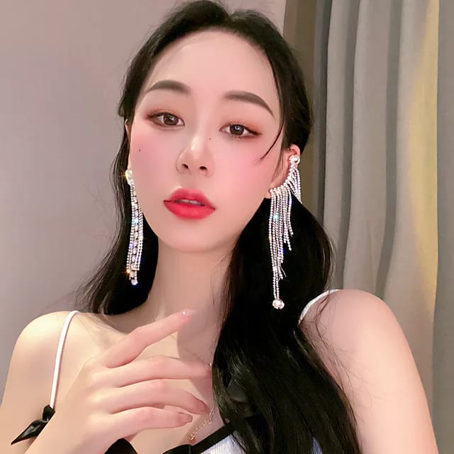 Yu Fashions High Fashion tassel Unique Different Korean earrings Pair