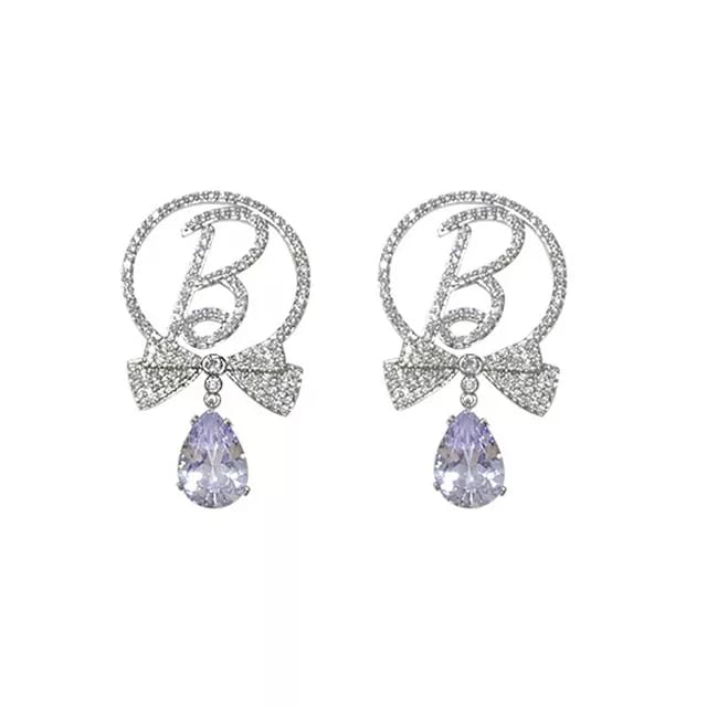 Yu Fashions B Alphabet Rhinestone High Fashion Korean Earrings Pair