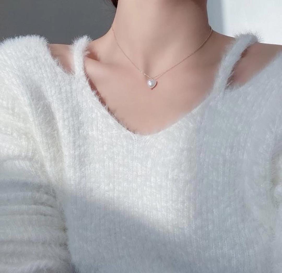 YU Fashions Minimal Pearl white Korean Necklace