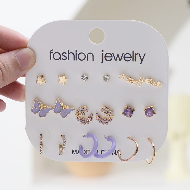 Yu Fashions Lavender Cute Oversized Hoop Korean Earrings Pair of 12