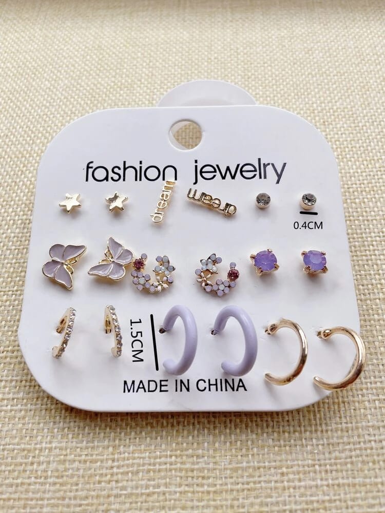 Yu Fashions Lavender Cute Oversized Hoop Korean Earrings Pair of 12