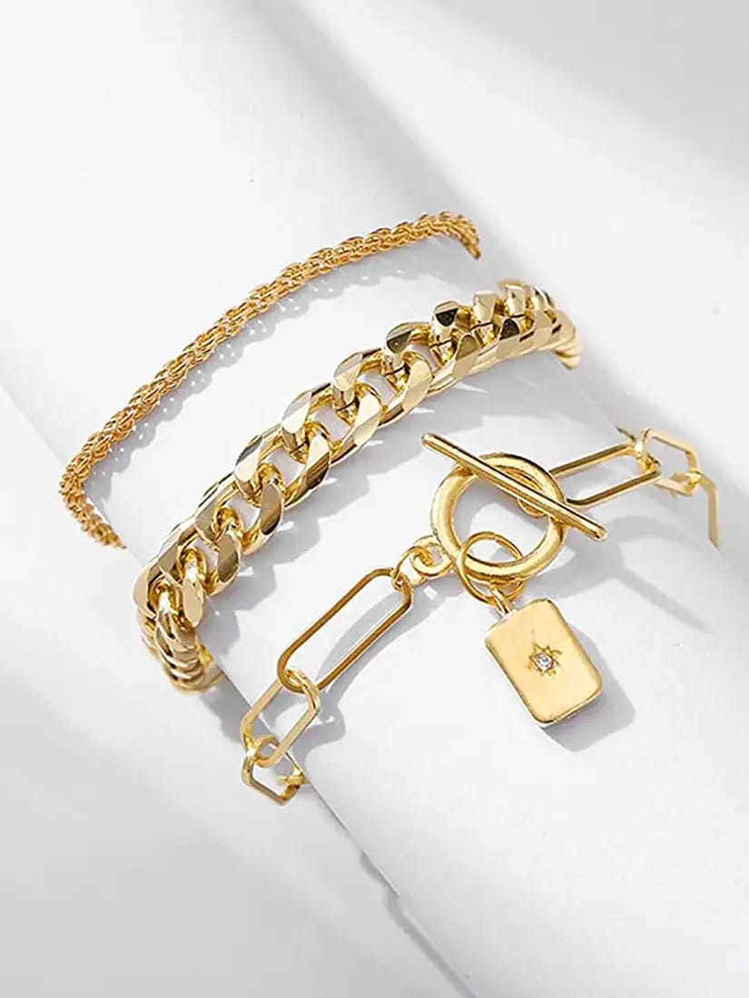 Yu Fashions Link Chain Lock Multilayered  Korean Bracelet
