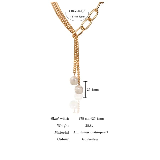 Yu Fashions Link Pearl Tassel High Fashion Adjustable Korean Necklace