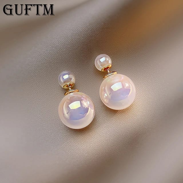 Yu Fashions Pearl 2 way Trending Instagram Inspired High Fashion Korean earrings Pair