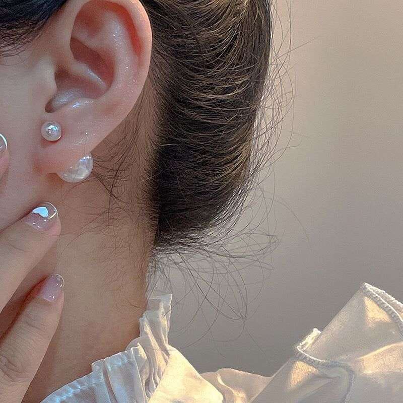 Yu Fashions Pearl 2 way Trending Instagram Inspired High Fashion Korean earrings Pair