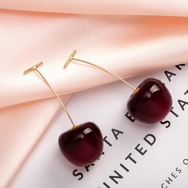 Yu Fashions Cute Fruit Cherry Drop Korean Earrings Pair