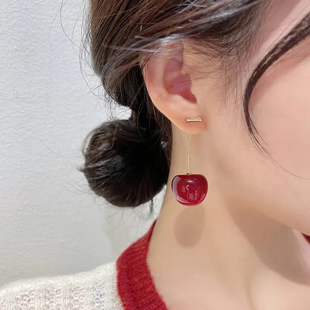 Yu Fashions Cute Fruit Cherry Drop Korean Earrings Pair