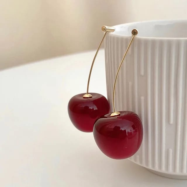 Yu Fashions Cute Fruit Cherry Drop Korean Earrings Pair