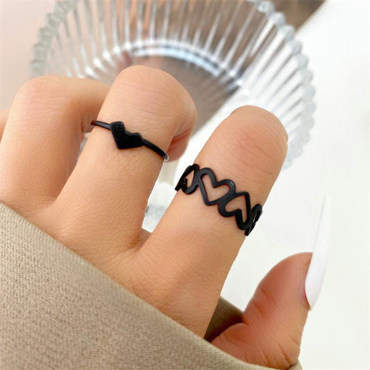 Yu Fashions Soul mate Heart Couple Golden Best Friend Sister Ring Set of 2