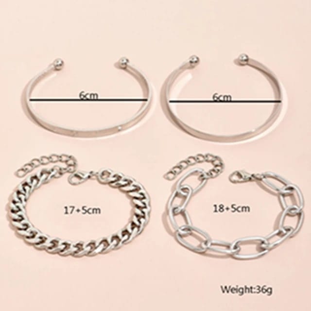 Yu Fashions Silver Link High Fashion Multilayered Korean Bracelet