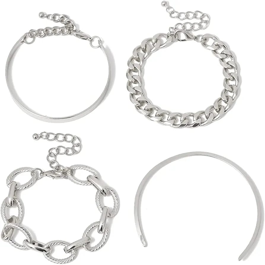 Yu Fashions Silver Link High Fashion Multilayered Korean Bracelet