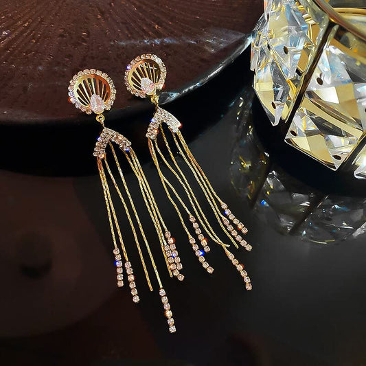 Yu Fashions Angel Cute Tassel Rhinstone Drop Cryatal High Fashion Korean Earrings pair