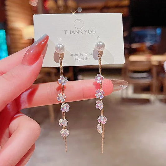 YU Fashions Cute White Flower High Fashion Korean earrings Pair