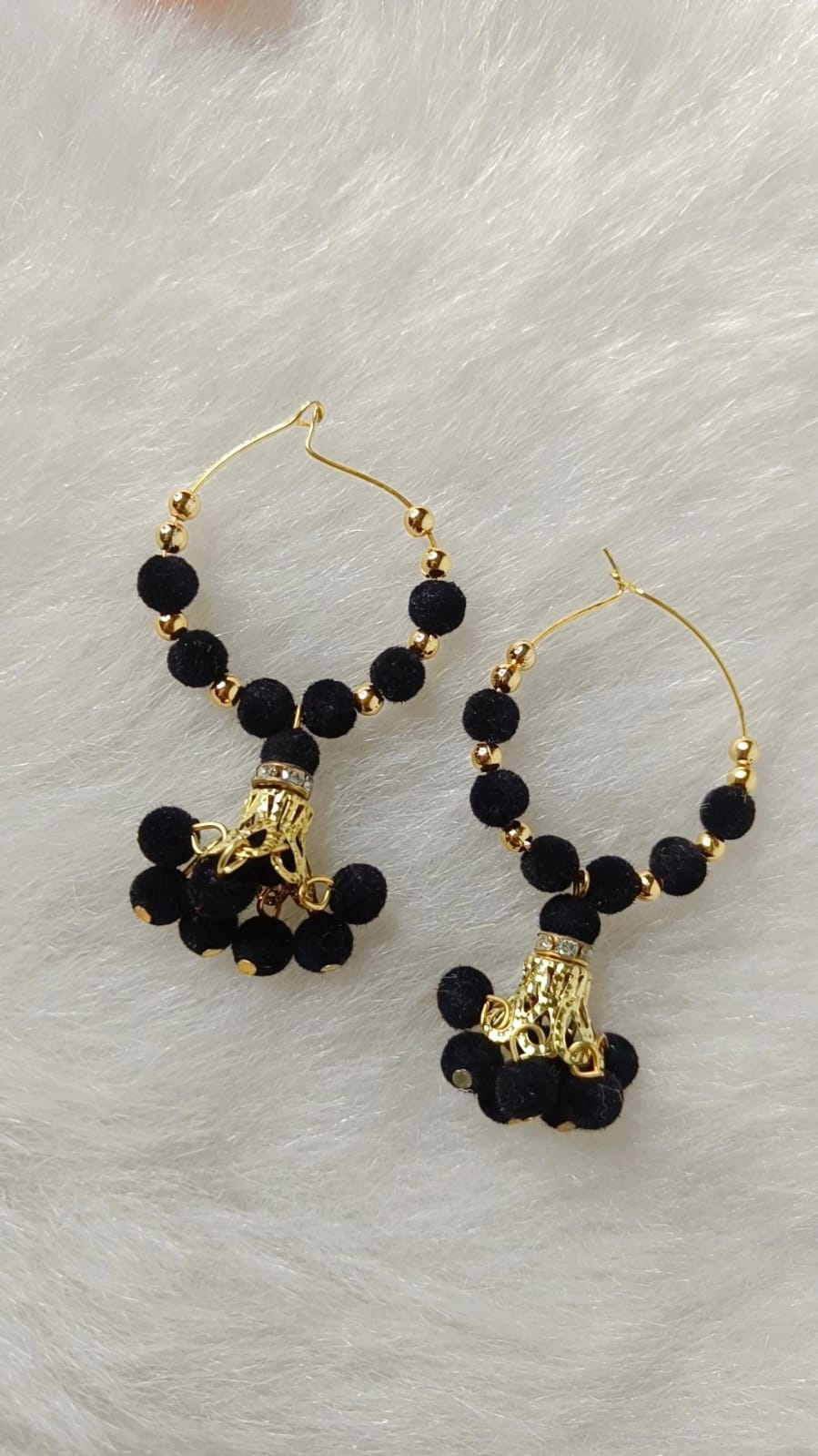 Yu Fashions Black Golden Cute Bell Baliyan Earrings Deal