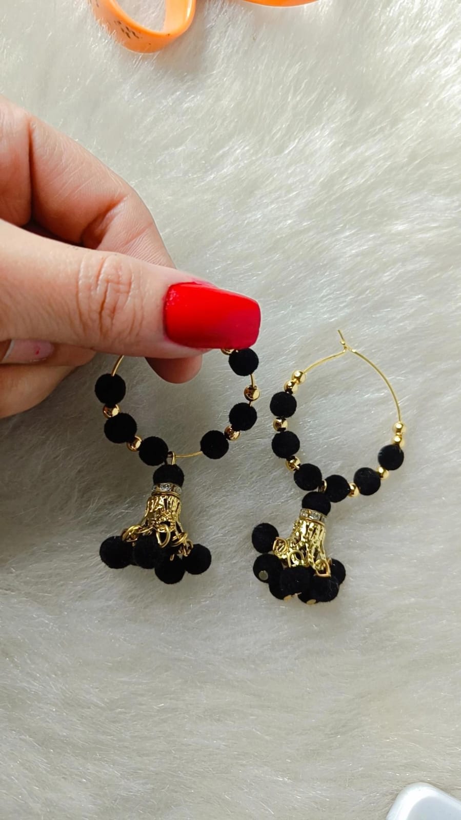 Yu Fashions Black Golden Cute Bell Baliyan Earrings Deal