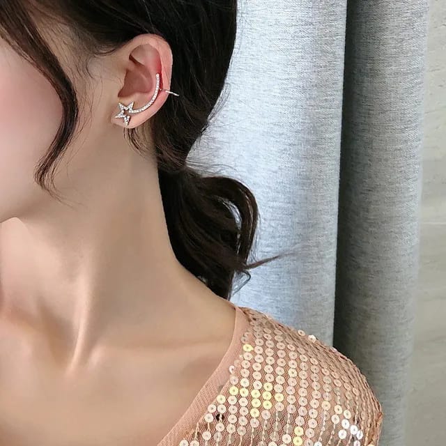 Yu Fashions Drop Silver Moon & Star Stud Cute Korean earrings for women