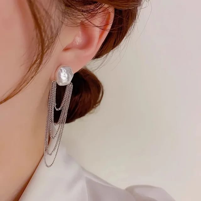 Yu Fashions Luxury High-End Pearl Bohemian Chain Tassel Korean Earrings for women