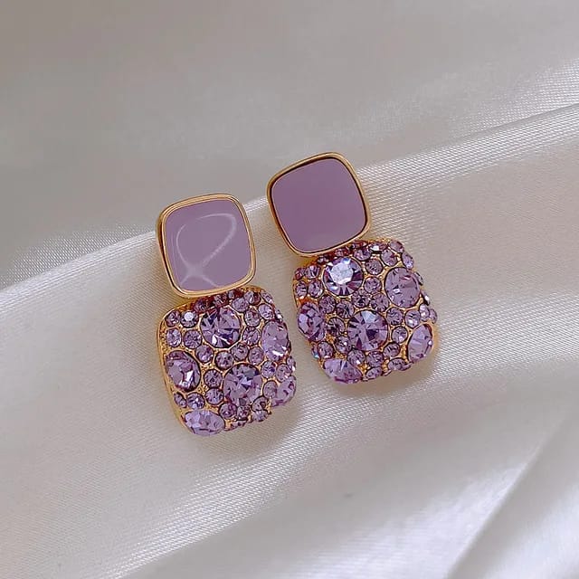 Yu Fashions Lavender Sparkle High Fashion Korean Earrings Pair