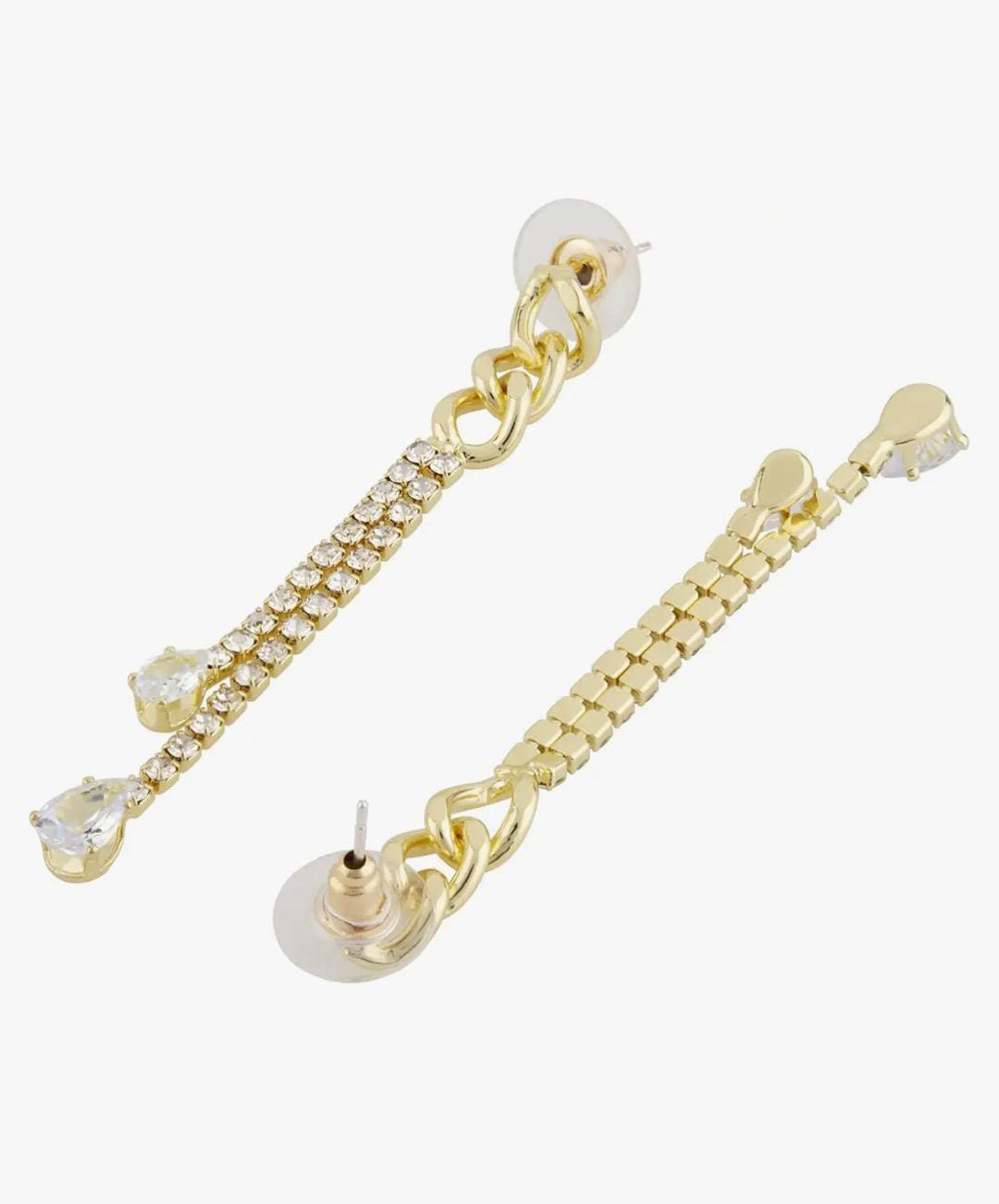 Yu Fashions Golden Tassel Chain Rhinestone High Fashion Korean Earrings pair