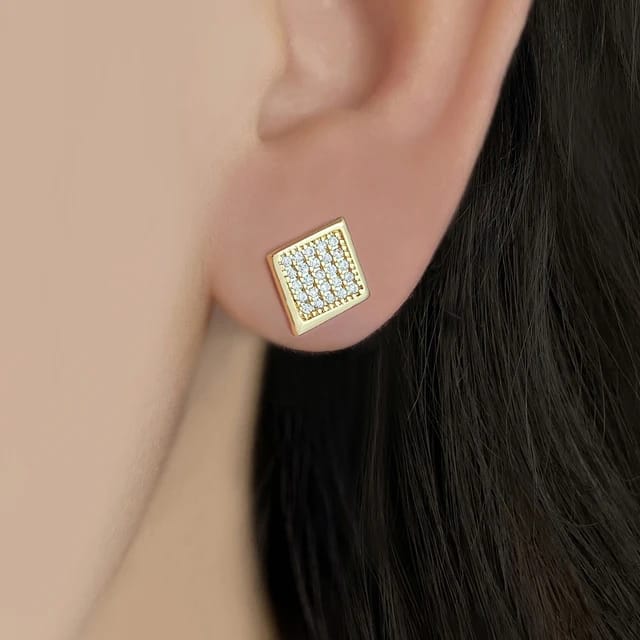 Yu Fashions Square Shaped Cute High Fashion Korean Earrings Pair