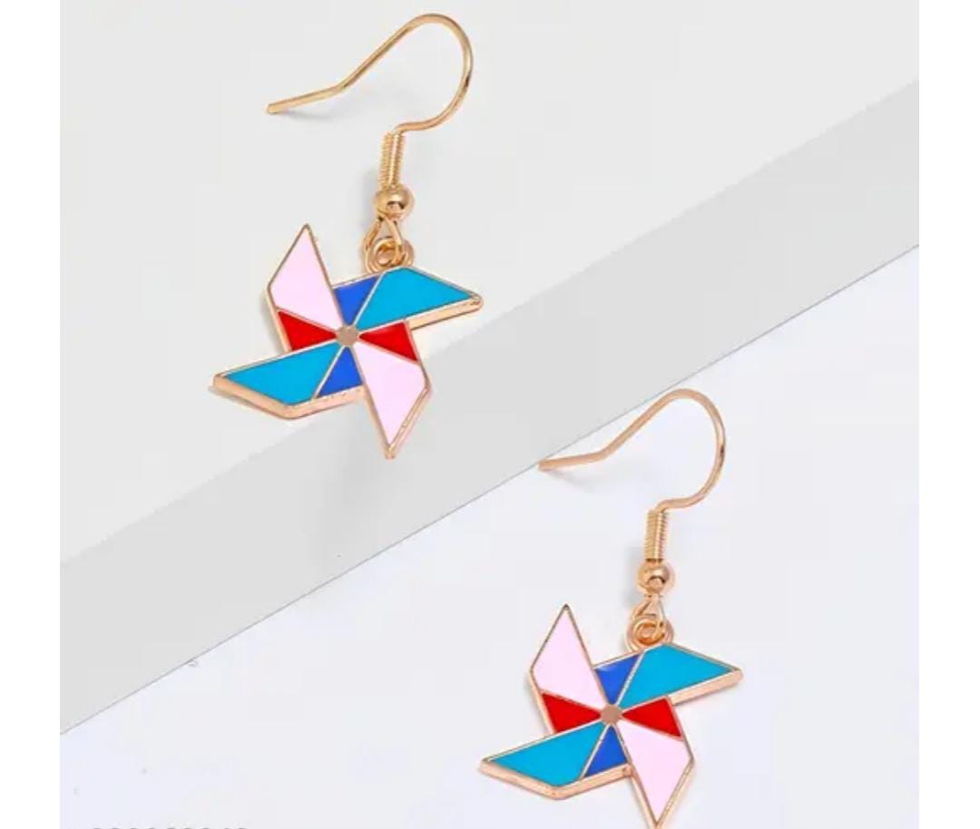 Yu Fashions Pin Wheel Cute Drop Korean Earrings Pair