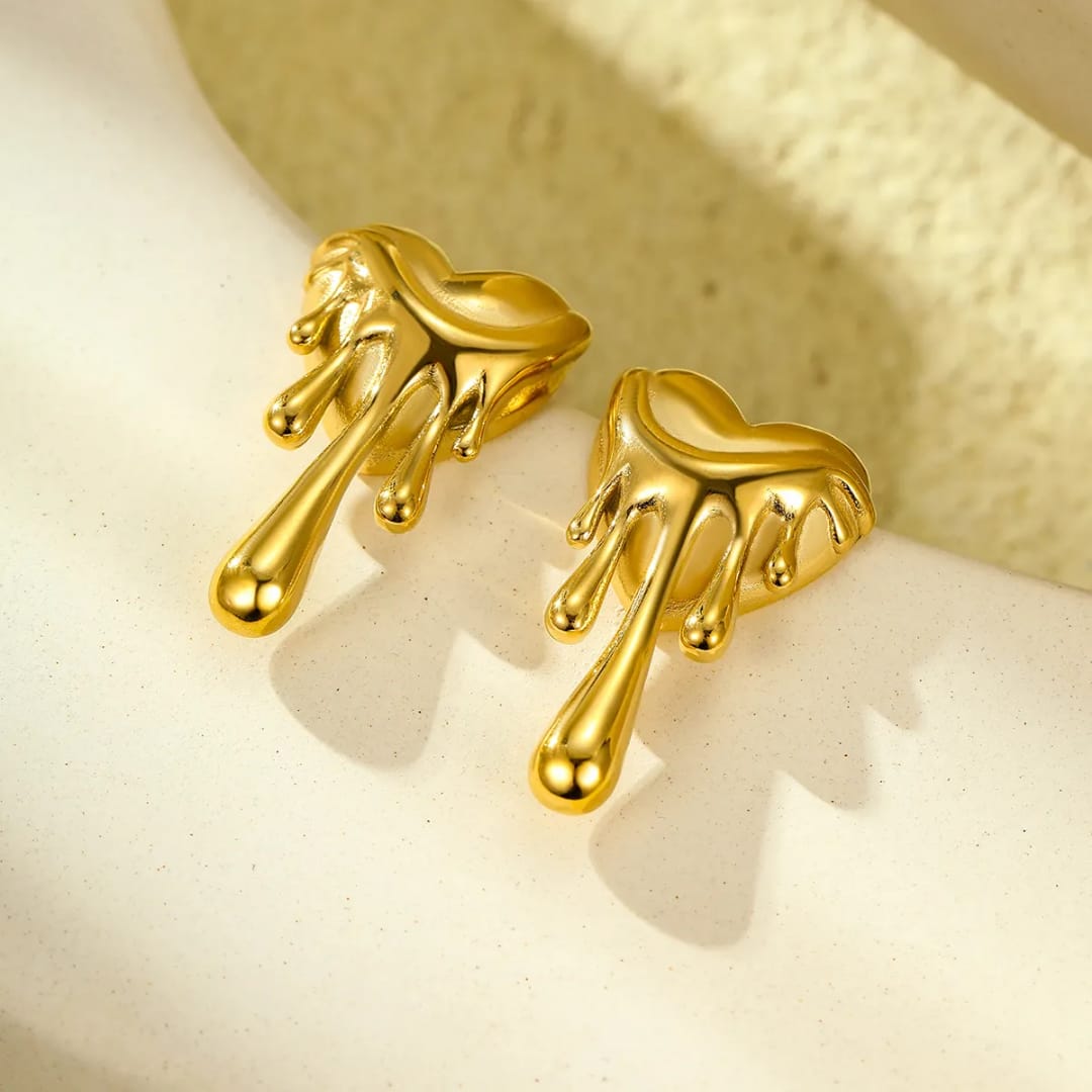 Yu Fashions Melted Anti-Tarnish High Fashion Heart Shaped Korean earrings