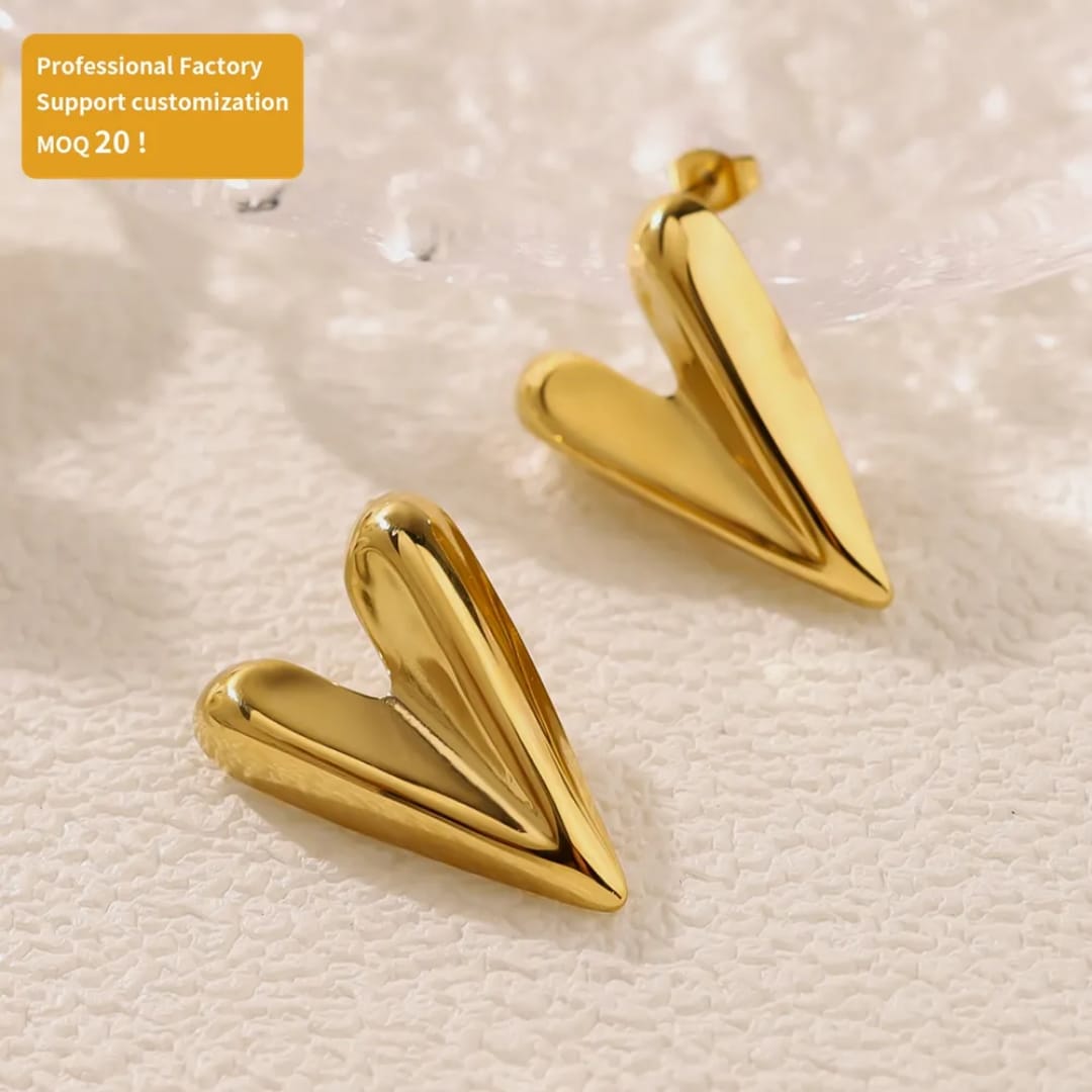Yu Fashions Heart Golden Anti Tarnish Geometrical High Fashion Korean earrings