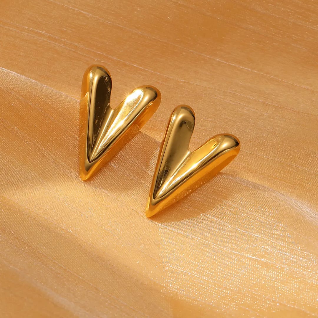Yu Fashions Heart Golden Anti Tarnish Geometrical High Fashion Korean earrings