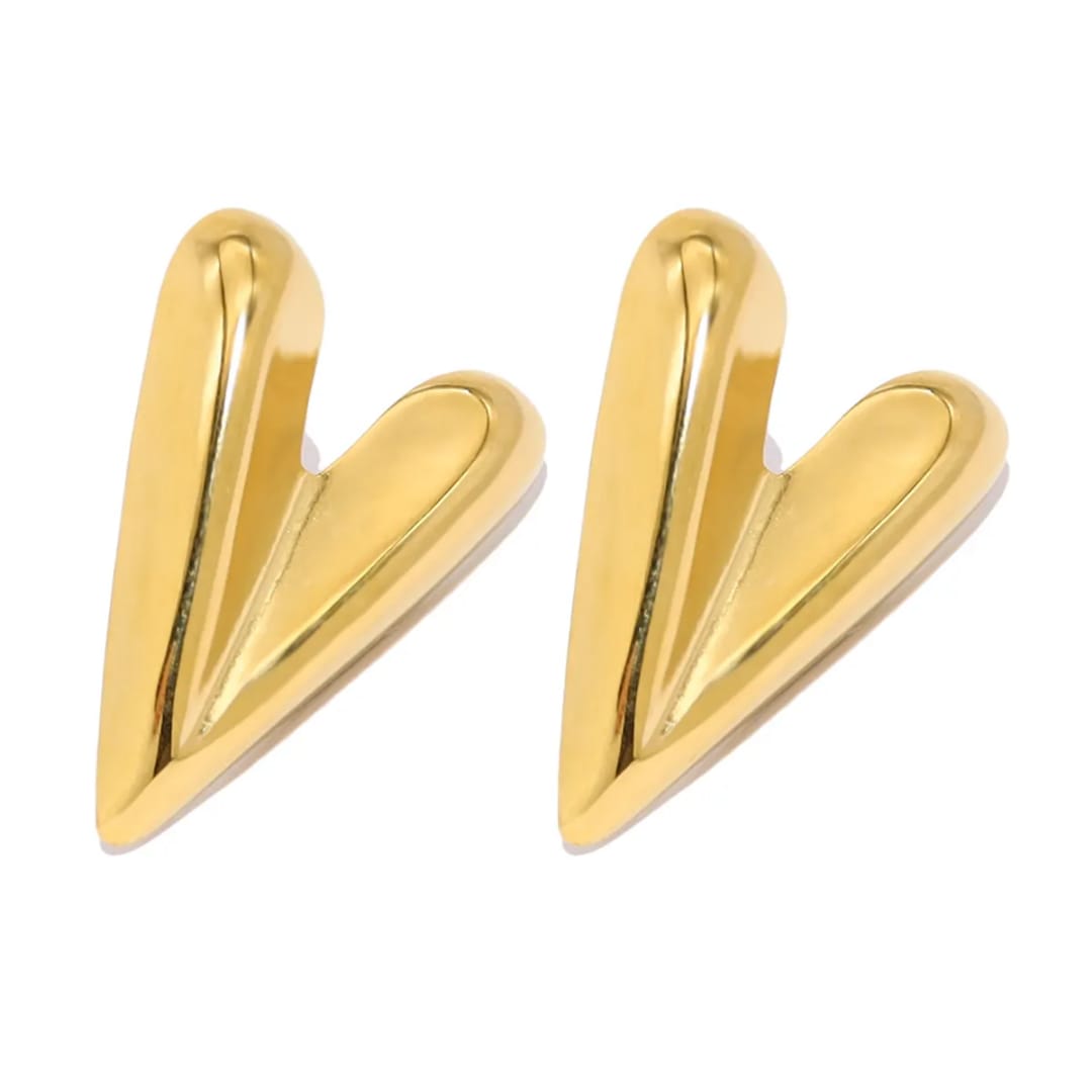 Yu Fashions Heart Golden Anti Tarnish Geometrical High Fashion Korean earrings