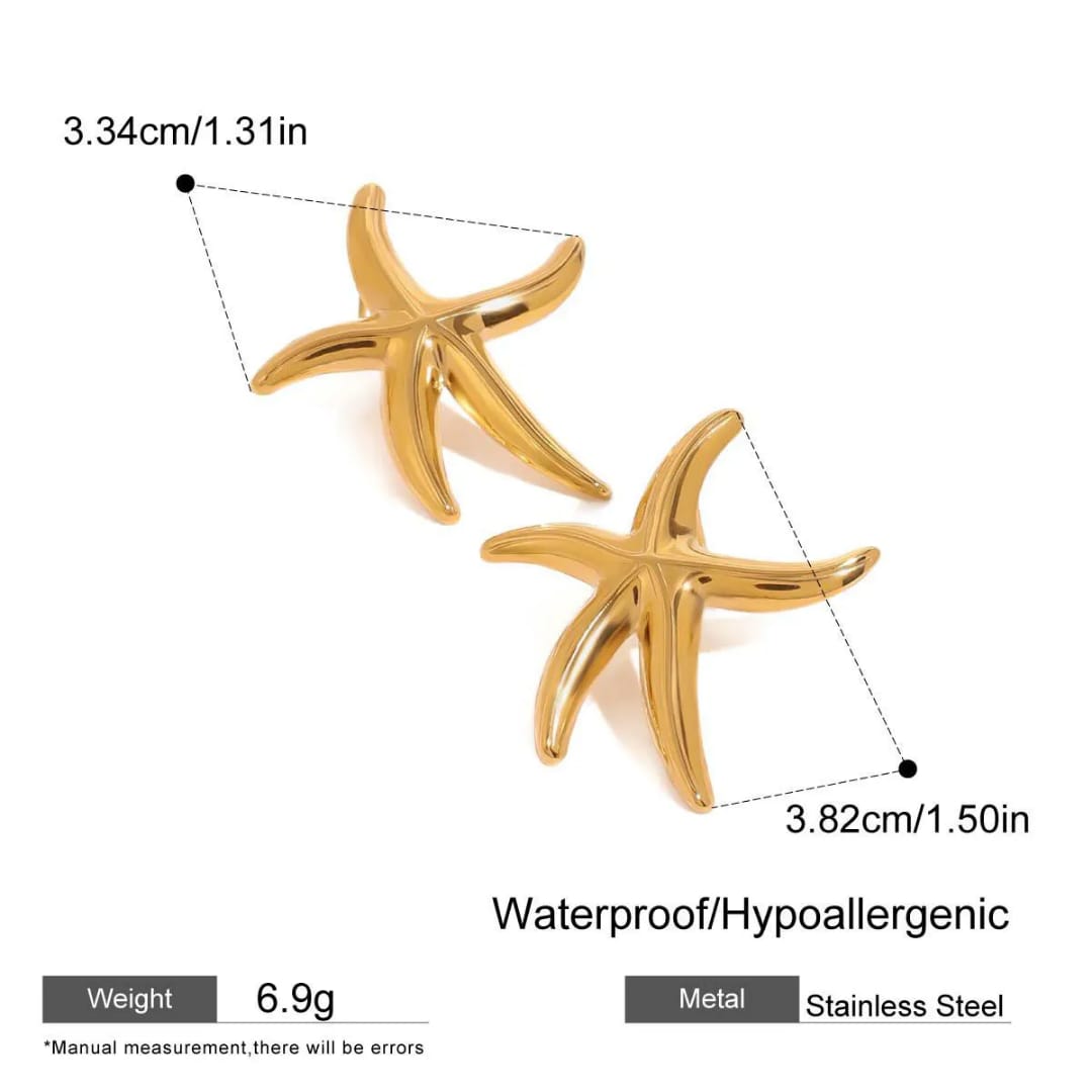 Yu Fashions Starfish Seashell Ocean Sea Star High Fashion Anti Tarnish Waterproof Korean Earrings