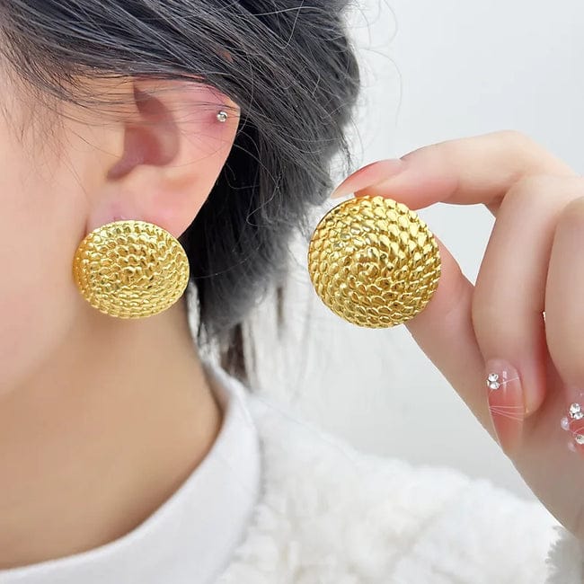 Yu Fashions Round Shaped High Fashion Anti Tarnish Waterproof Korean Earrings