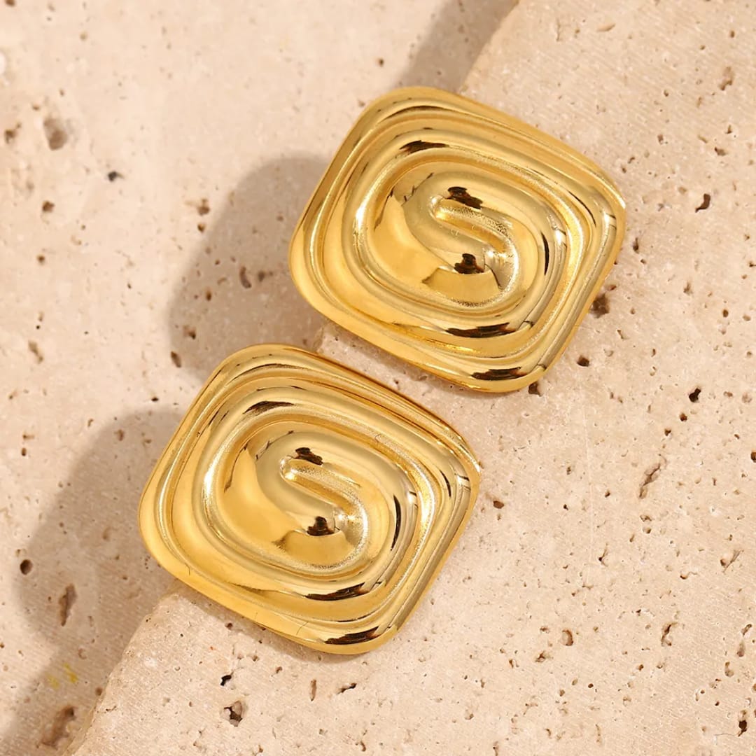 Yu Fashions Melted Square Shaped Zig Zag Anti Tarnish waterproof Korean earrings